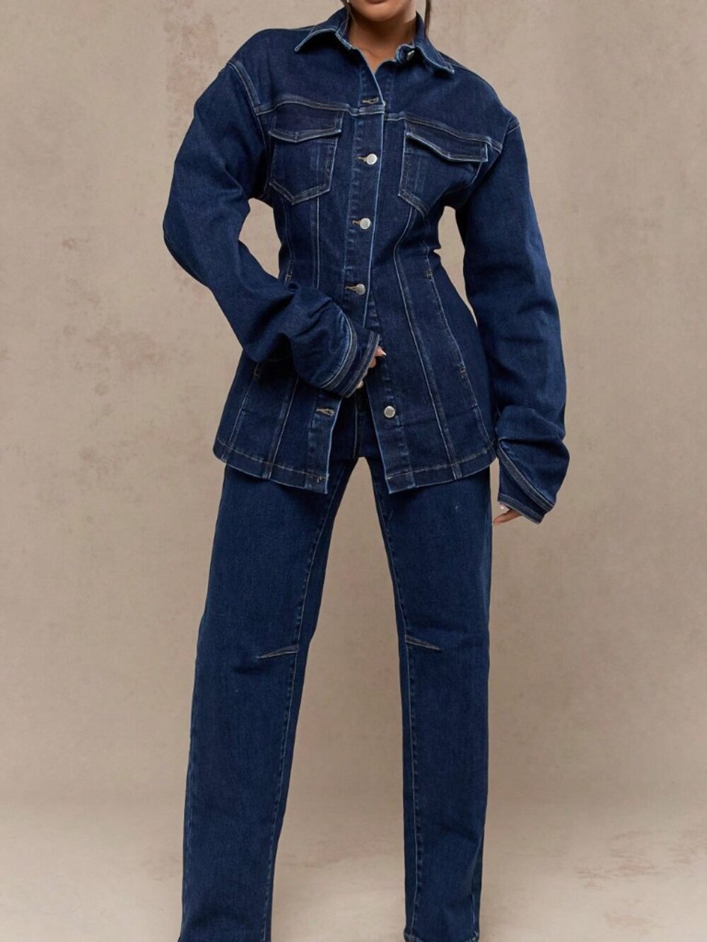 Blue Casual Women's Cinched Trucker Longline Jacket - Picture 4 of 4